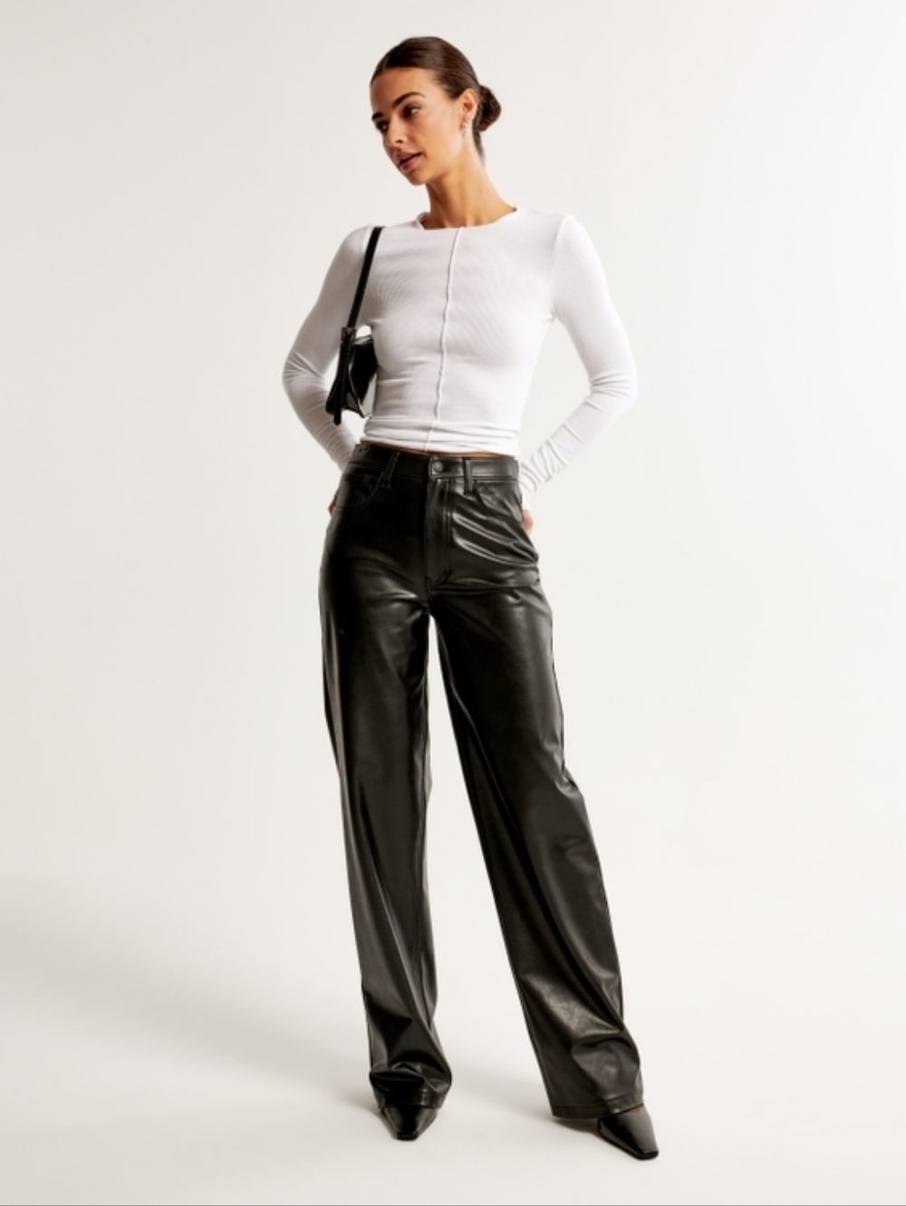 Abercrombie & Fitch high rise loose black vegan leather pants